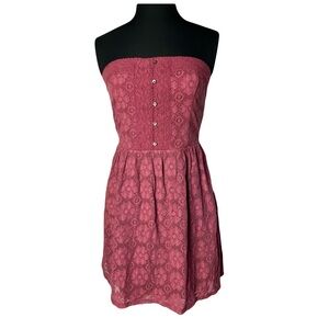 Abercrombie & Fitch | Pink Lace Strapless A-Line Mini Dress, Medium
